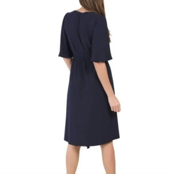 Eliza J Elbow Asymmetrical Hem Front Slit Midi Dress - Size 8 - Picture 2 of 11